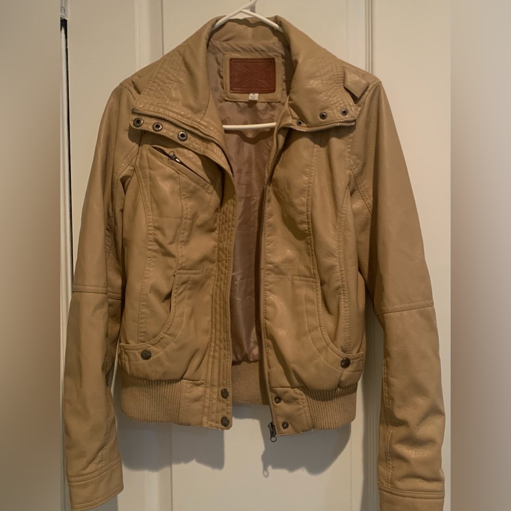 Tan leather jacket miss London size medium